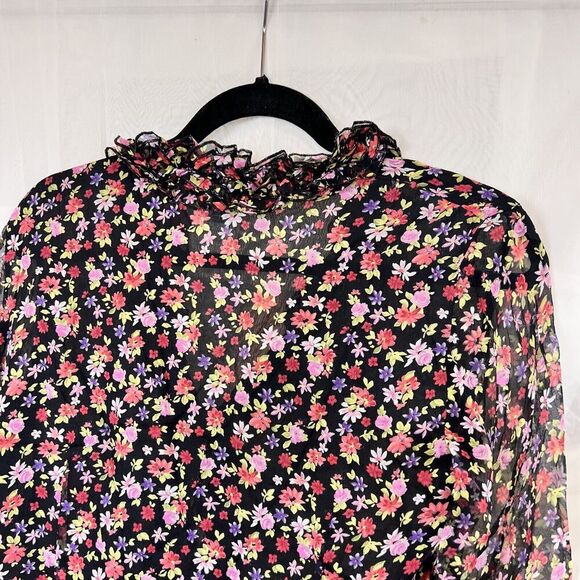Vintage Richard Malcom 100% silk button down floral blouse Md whimsygoth boho - Picture 10 of 10